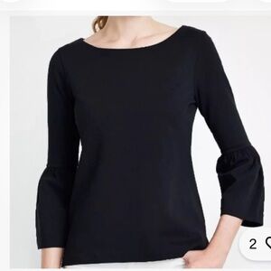 J. Crew Bell SleeveTop size large black cotton boat neckline